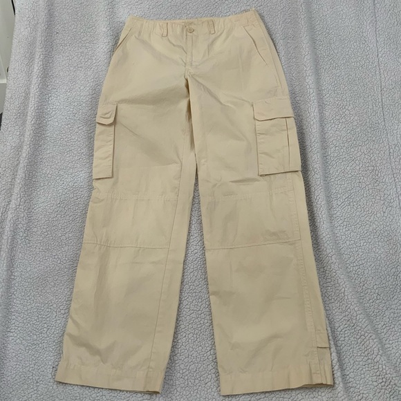 Lauren Ralph Lauren Women's 8 Cargo Pants Cream 100% Cotton Adjustable Wide Leg - Picture 14 of 14